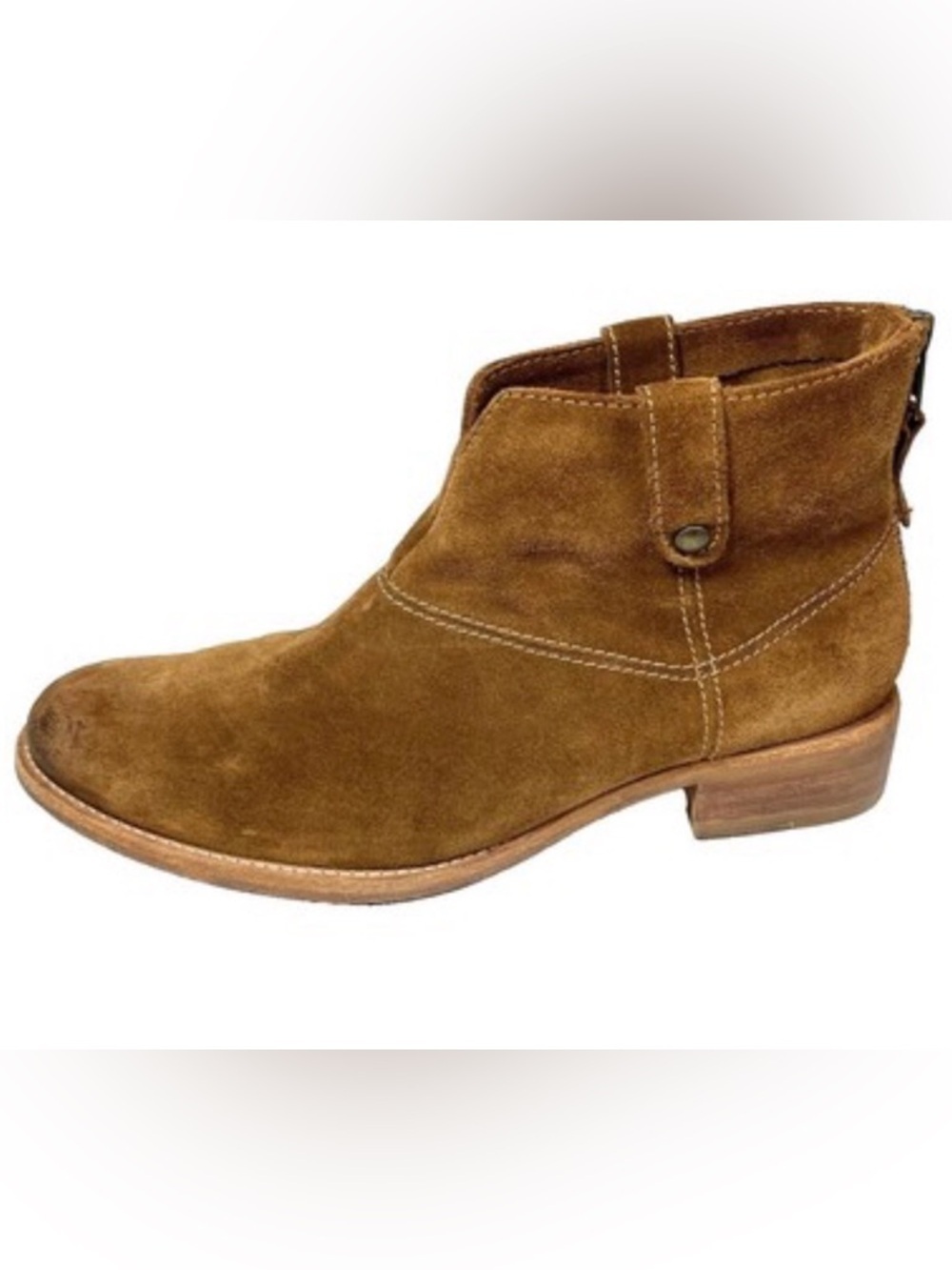 Johnson & Murphy Women's Suede Ankle Booties in Saddle Brown, Sz 8